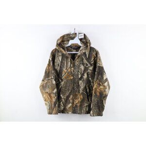 Vintage Winchester Boys Large Faded Camouflage Full Zip Fleece Hoodie Sweatshirt